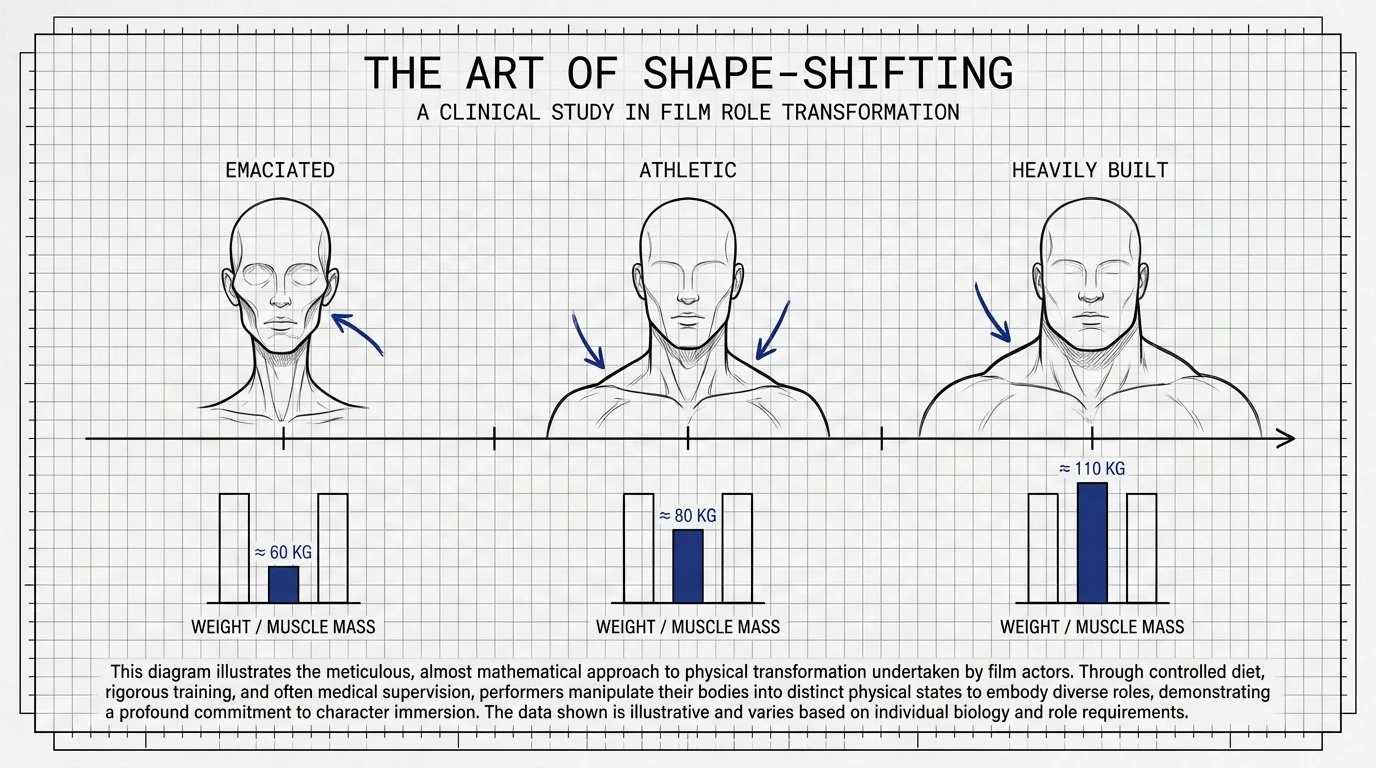 A diagrammatic chart showing different physical body types and weights, labeled 'The Art of Shape-Shifting'.