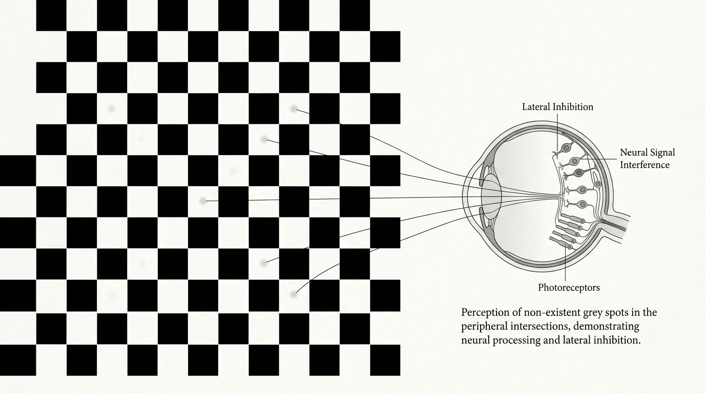 A grid of black squares on a white background, creating the illusion of grey dots at the intersections.