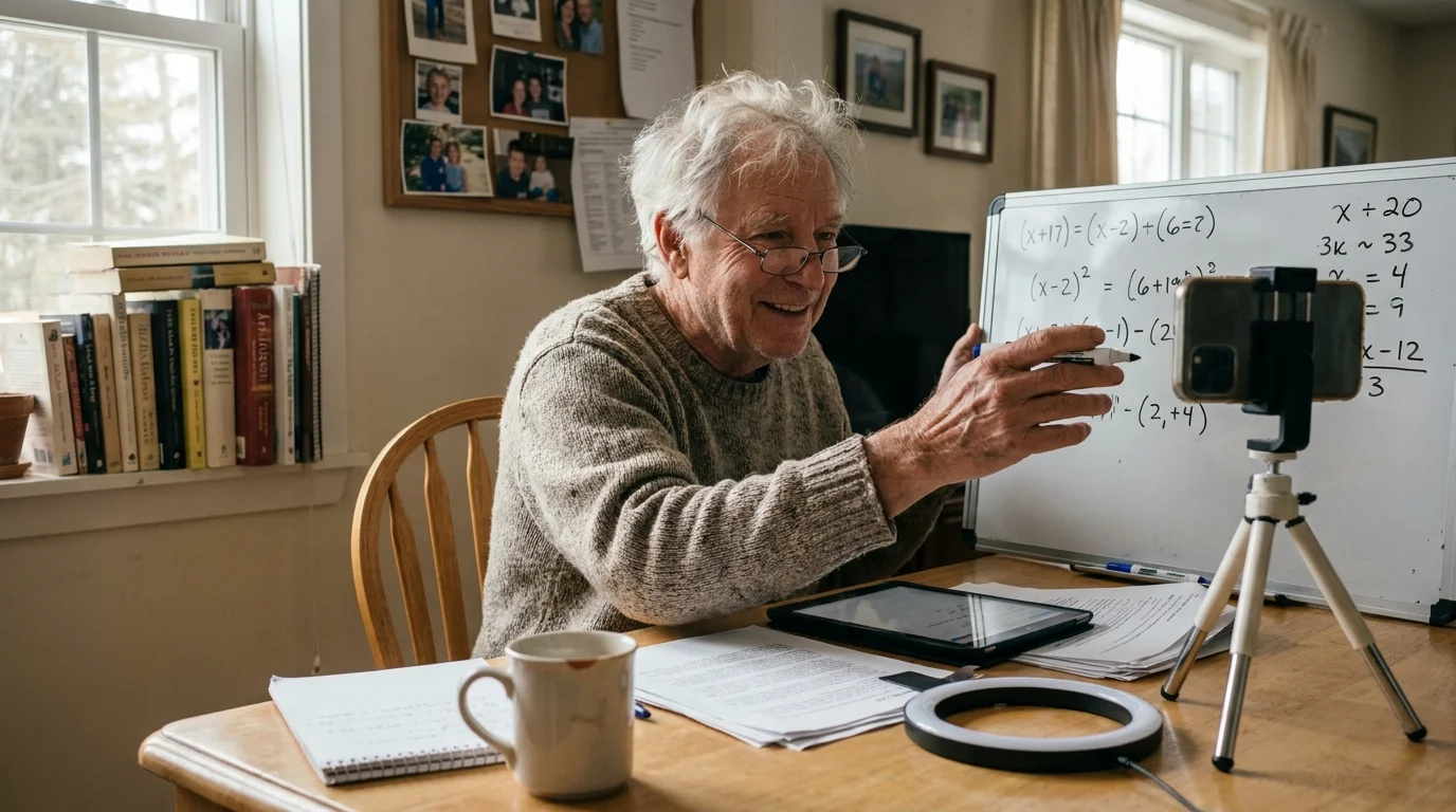 Editorial photograph illustrating: Awesome Moment #7: The 79-Year-Old TikTok Math Tutor, Professor George